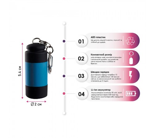 Ліхтарик-брелок акумуляторний TheGeneral Fornax з карабіном