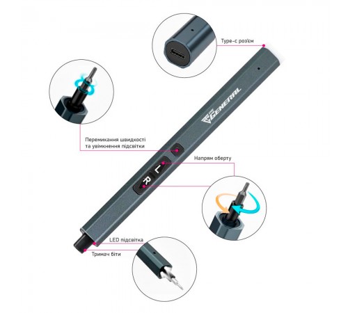 Електронабір прецизійних викруток 82в1 TheGeneral BitMaster з LED