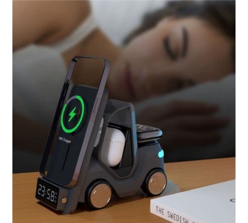 Бездротовий зарядний пристрій TheGeneral DriveCharge 15W з підсвічуванням та годинником